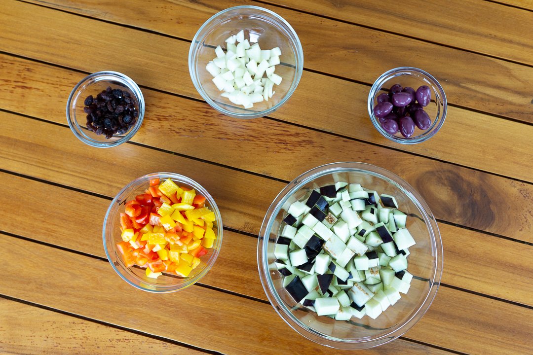 Ingredientes do Antepasto de berinjela