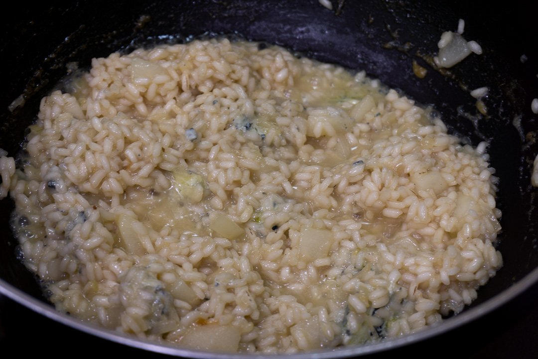 Risoto de pera com gorgonzola