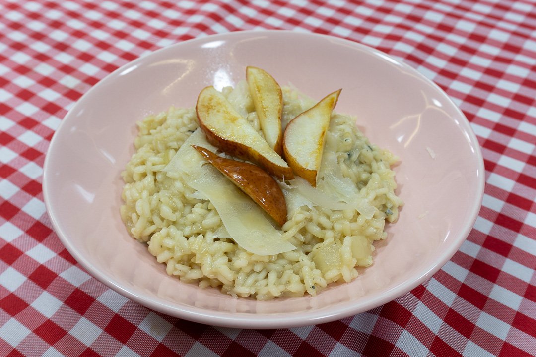 Risoto de pera com gorgonzola