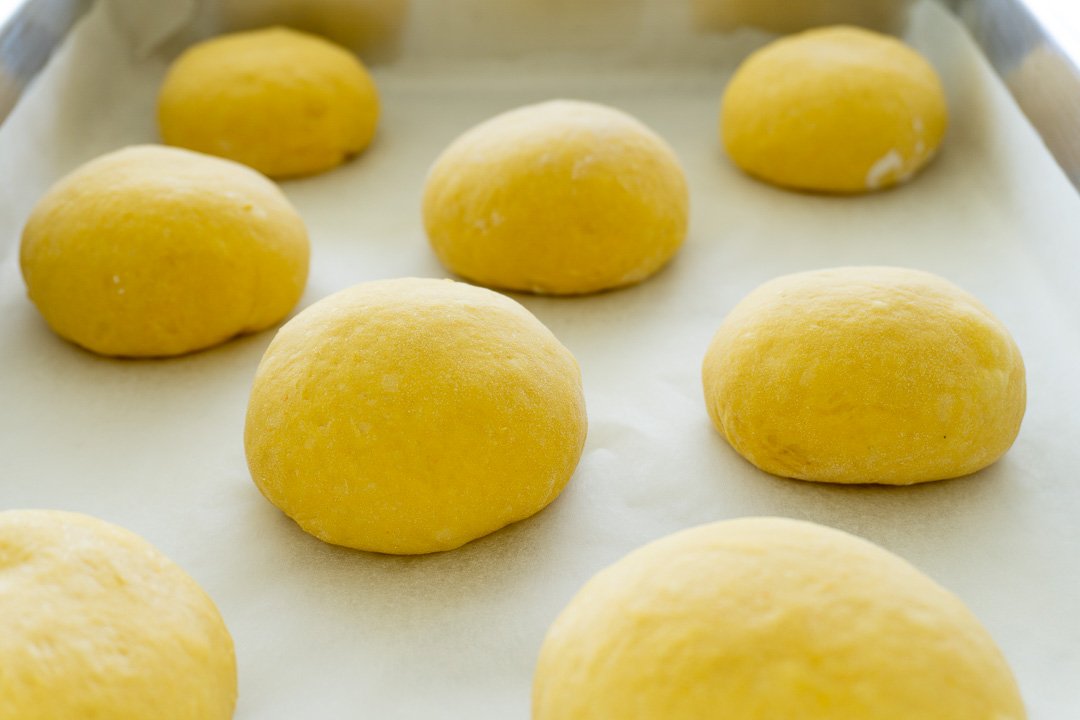 Pães modelados antes de crescer
