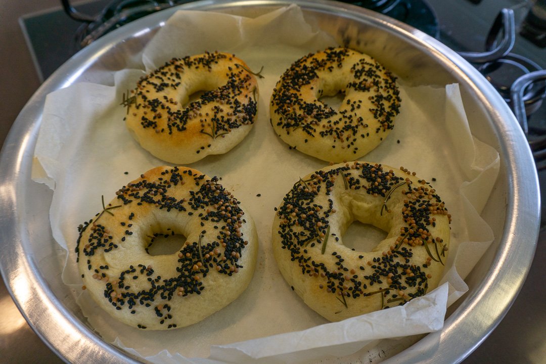 Bagels saindo do forno